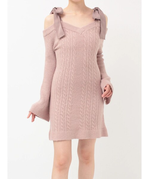 リボンオフショルミニワンピース