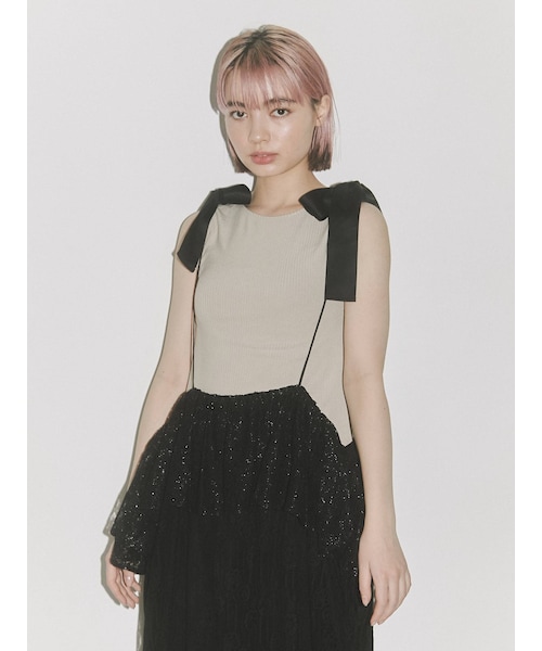 merry jenny（メリージェニー）の「ribbonアメスリリブtops（Tシャツ/カットソー・レディース・ブラック/オレンジ/グリーン/ベージュ・F）」の12枚目の写真