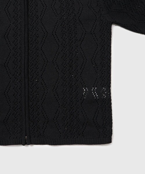 ADAM ET ROPE'（アダムエロペ）の「【AMOMENTO/アモーメント】CROCHET ZIP-UP CARDIGAN（カーディガン/ボレロ・メンズ・ブラック/ホワイト・L/M）」の10枚目の写真