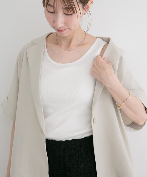ITEMS URBANRESEARCH(アイテムズ アーバンリサーチ)の「ribタンクトップ(タンクトップ・レディース・BLK/OFF/CML/BEG・Free)」の6枚目の写真