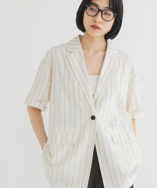 KBF（ケイビーエフ）の「BASICテーラードジャケット（テーラードジャケット・レディース・IVORY st/BLACK/NAVY st/BEIGE・One）」の7枚目の写真