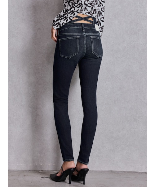 GYDA（ジェイダ）の「ハイウエストウエストクロススキニーデニムパンツ（デニムパンツ・レディース・ブラック/アイスブルー/インディゴ・XS/S/M/L）」の16枚目の写真