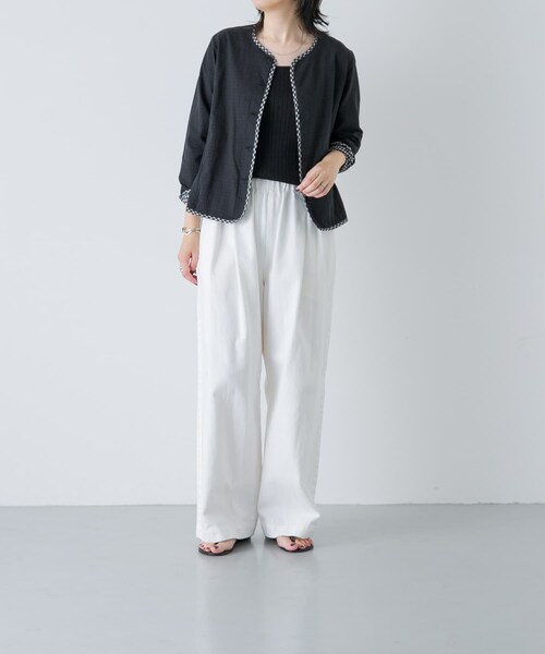 かぐれ(カグレ)の「Yoli GINGHAM REVERSIBLE JACKET(ノーカラージャケット・レディース・BLACKBLACK・1)」の10枚目の写真