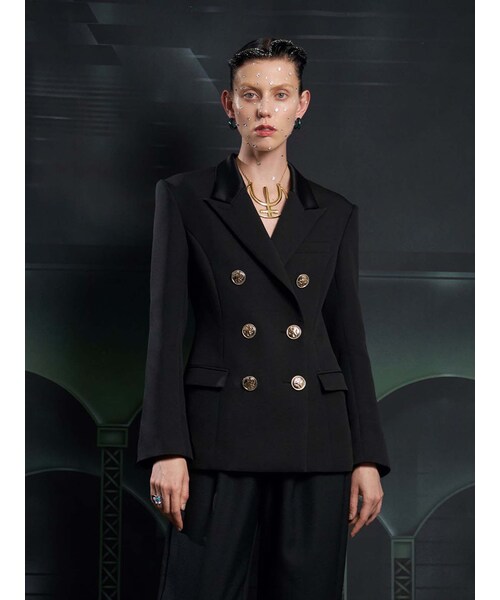 PAMEO POSE(パメオポーズ)の「Inverted Triangle Jacket Black(テーラードジャケット・レディース・ブラック・F)」の7枚目の写真