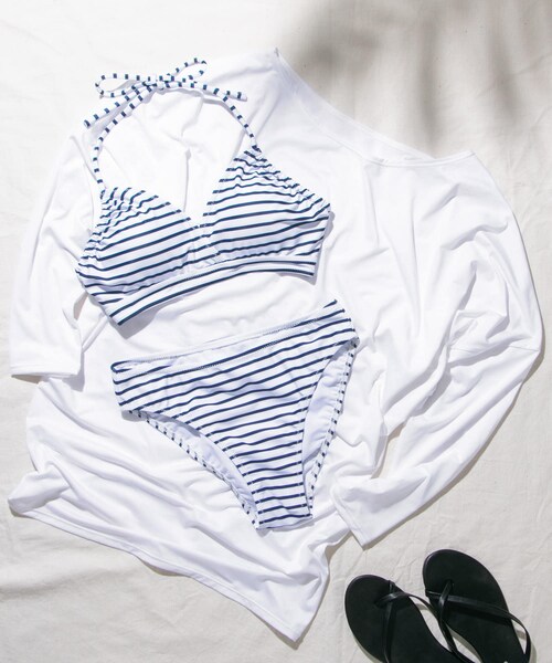 RODE SKO（ロデスコ）の「ラッシュTシャツ付3点セット∴（水着・レディース・OFFxNAVY/BLACK・FREE）」の3枚目の写真