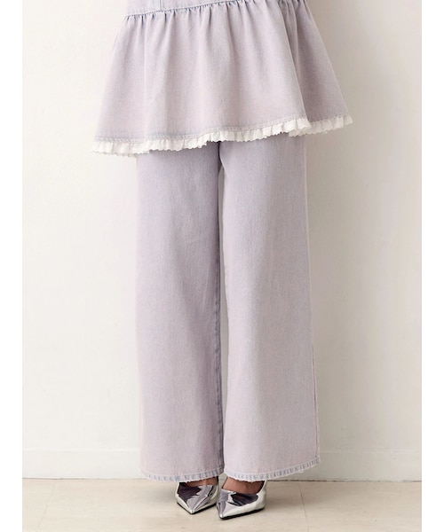 CALNAMUR（カルナムール）の「ウエストフリンジデニムパンツ（その他パンツ・レディース・ピンク/ブルー・F/S/M）」の6枚目の写真