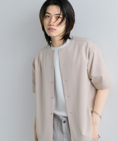 SENSE OF PLACE by URBAN RESEARCH(センスオブプレイスバイアーバンリサーチ)の「ノーカラーシャツ(5分袖)(シャツ/ブラウス・メンズ・GRAY/BEIGE/BLUE・S/M/L)」の15枚目の写真