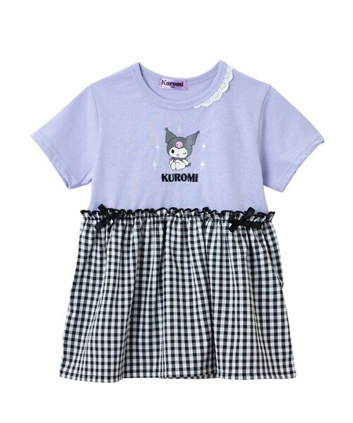 nissen（ニッセン）の「【サンリオキャラクターズ】切替デザイン半袖デザインTシャツ（女の子）（Tシャツ/カットソー・キッズ・黒(クロミ)/パープル(クロミ)/ピンク(マイメロディ)/クリーム(マイメロディ)・100/110/120/130）」の2枚目の写真