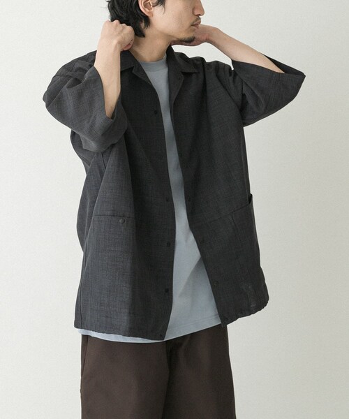 EKAL（エカル）の「『吸水速乾/UVカット/UR TECH』ハイツイストショートスリーブシャツ（シャツ/ブラウス・メンズ・モカグレー/チャコール・M/L）」の9枚目の写真