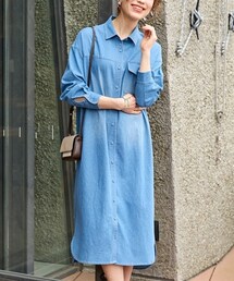 nissen | 大きいサイズ 羽織にもなるデニムシャツワンピース(ワンピース)