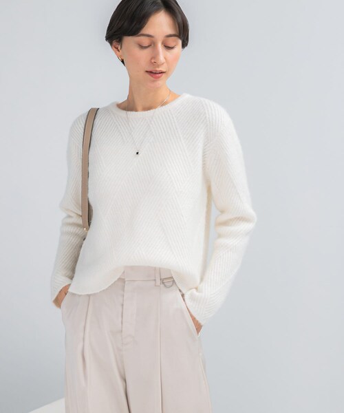 URBAN RESEARCH ROSSO（アーバンリサーチロッソ）の「ダイヤ柄編ラメミックスニット（ニット/セーター・レディース・OFF WHITE/BABY PINK/SILVER・Free）」の5枚目の写真