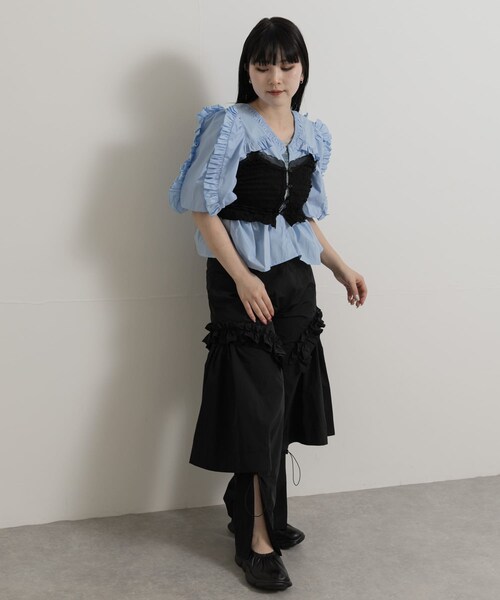 THE GOODLAND MARKET（ザグッドランドマーケット）の「old honey　68℃ bustier shirt（シャツ/ブラウス・レディース・L.blue/white・FREE）」の10枚目の写真