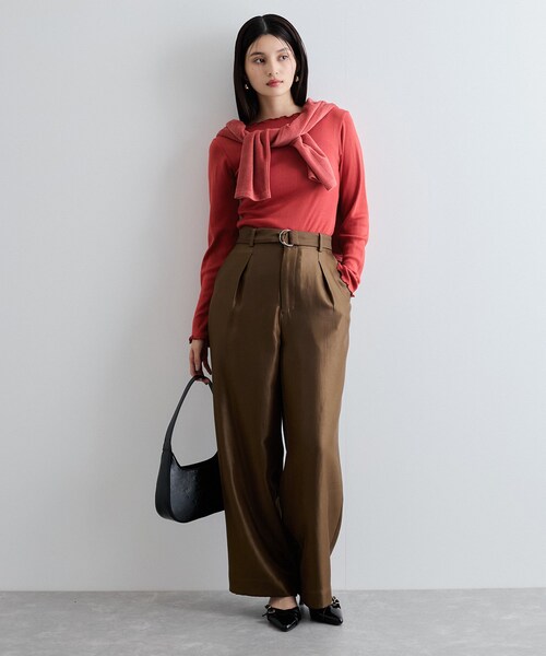 VIS(ビス)の「【Miller】VIS別注モデルボートネックメロープルオーバー【洗える】(Tシャツ/カットソー・レディース・ライトグレー/オフホワイト/レッド系・F)」の7枚目の写真