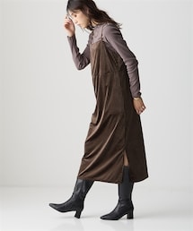 nissen | ＜大きいサイズ＞ストライプベロアキャミワンピース(ワンピース)