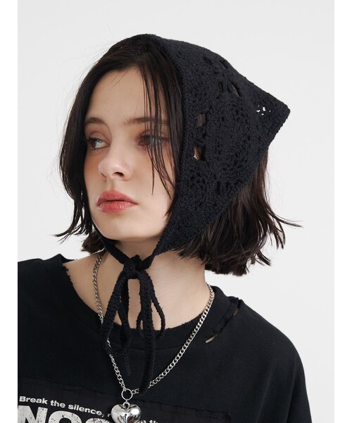 jouetie（ジュエティ）の「クロシェニットバブーシュカ（その他ヘアアクセサリー・レディース・オフホワイト/アイボリー/ブラック・F）」の8枚目の写真