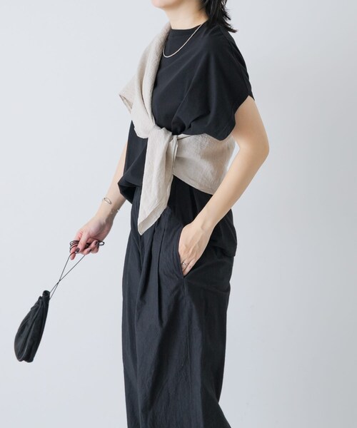 かぐれ（カグレ）の「ウォッシュリネンスクエアストール（ストール/ショール・レディース・NATURAL/NAVY/PINK・Free）」の10枚目の写真