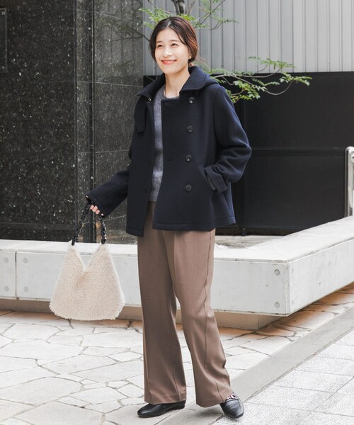 URBAN RESEARCH DOORS（アーバンリサーチドアーズ）の「ショールカラー2WAYショートコート（テーラードジャケット・レディース・CAMEL/NAVY・S/M）」の13枚目の写真