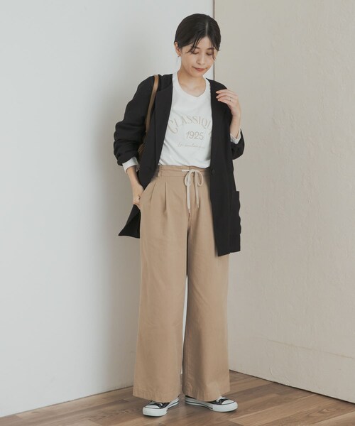 URBAN RESEARCH DOORS(アーバンリサーチドアーズ)の「ウエストドロストジャケット(テーラードジャケット・レディース・BLACK/BEIGE・M)」の10枚目の写真