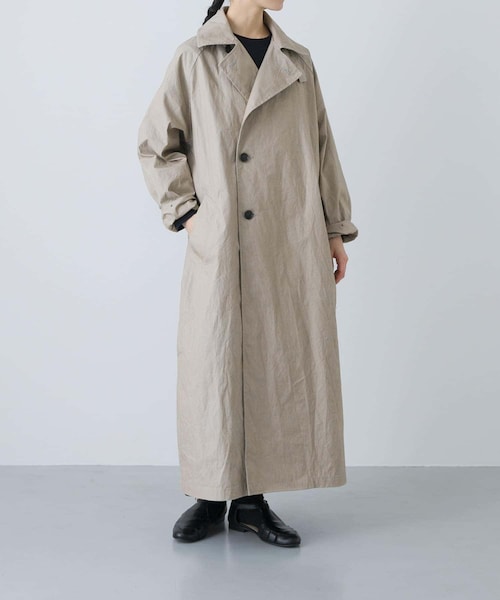 かぐれ（カグレ）の「コットンナイロンオーバートレンチコート（ステンカラーコート・レディース・BLACK/BEIGE・FREE）」の2枚目の写真