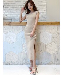 RESEXXY | ディープスリットギャザーニットワンピース(ワンピース)