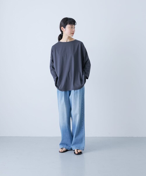 かぐれ（カグレ）の「ボートネック7分袖ワイドカットソー（Tシャツ/カットソー・レディース・OFF/PINK/SMOKE NAVY・FREE）」の16枚目の写真