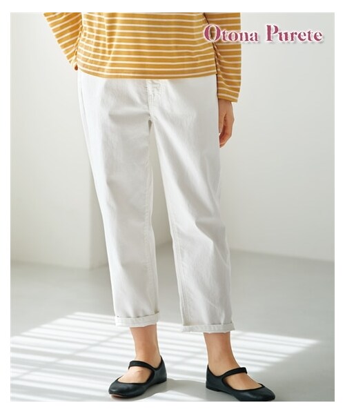 nissen（ニッセン）の「ボーイフレンドストレッチデニムパンツ【Otona Purete】（パンツ・レディース・インディゴブルー/オフホワイト・M/L/LL/3L）」の5枚目の写真