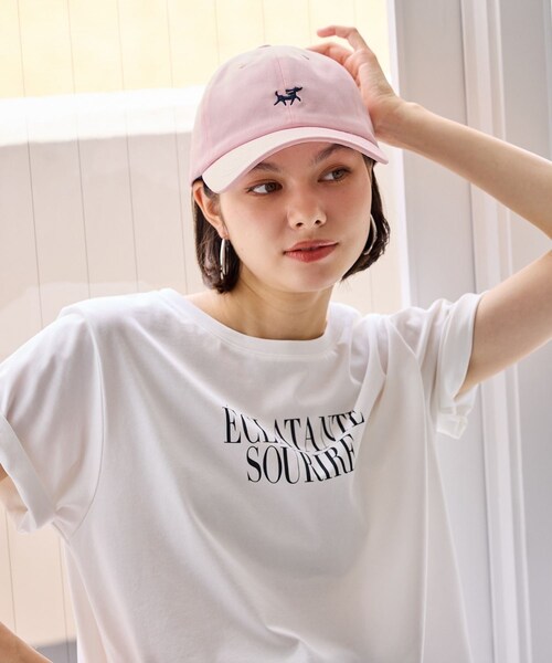ROPE' PICNIC(ロペピクニック)の「コットンツイル刺繍キャップ/抗菌防臭(キャップ・レディース・キナリ/ネイビー/ピンク・F)」の5枚目の写真