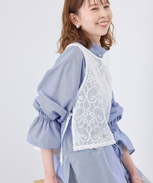 ROPE' PICNIC（ロペピクニック）の「サイドリボンレースベスト（ベスト・レディース・ブラック/ホワイト/キナリ・F）」の10枚目の写真
