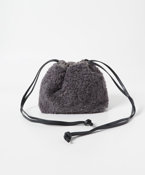 URBAN RESEARCH Sonny Label（アーバンリサーチサニーレーベル）の「プードルファー巾着バッグ（ショルダーバッグ・レディース・ブルー/Lベージュ/チャコール・one）」の6枚目の写真
