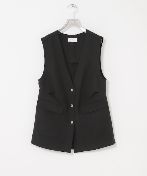 URBAN RESEARCH（アーバンリサーチ）の「new basic　SILK LINEN GILET（ベスト・レディース・WHITE/BLACK・Free）」の2枚目の写真