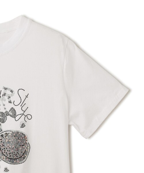 Jayro(ジャイロ)の「ラインストーンデザインTシャツ(Tシャツ/カットソー・レディース・ブラック系/ホワイト系・F)」の5枚目の写真