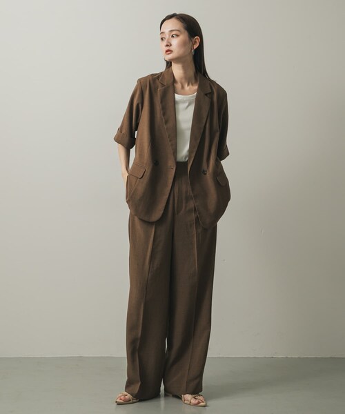 SENSE OF PLACE by URBAN RESEARCH（センスオブプレイスバイアーバンリサーチ）の「『UR TECH DRYLUXE』リネンライクジャケット（テーラードジャケット・レディース・GREIGE/CHARCOAL/BROWN/NAVY・one）」の20枚目の写真