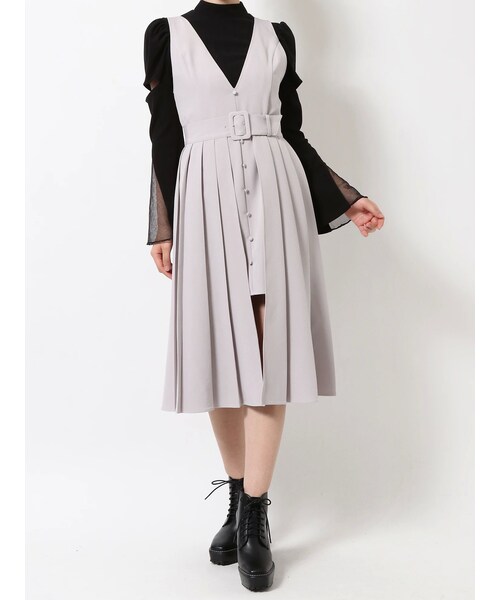 EATME（イートミー）の「2WAYラップジャンスカ（ジャンパースカート・レディース・グレー/ブラック/ミックス・S/M）」の15枚目の写真