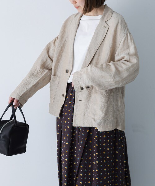 かぐれ（カグレ）の「リネンレーヨンテーラードジャケット（テーラードジャケット・レディース・BEIGE/BLACK・FREE）」の18枚目の写真