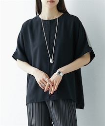 nissen | 異素材切替後ろジップアップドルマントップス［Soiunique］(シャツ/ブラウス)