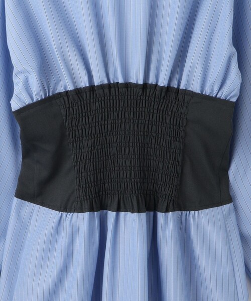 VIS（ビス）の「【洗える】ビスチェドッキングライクワンピース（シャツワンピース・レディース・オフホワイト/サックス・F）」の12枚目の写真