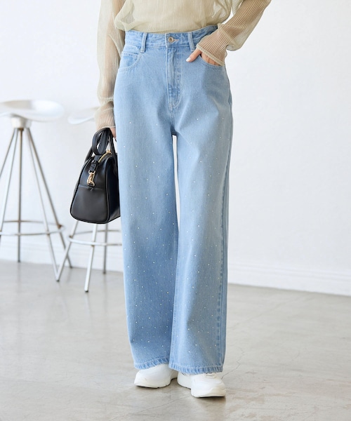 ROPE' PICNIC（ロペピクニック）の「キラキラビジューデニム（デニムパンツ・レディース・ネイビー/ブルー/ブラック系・36/38/40）」の7枚目の写真