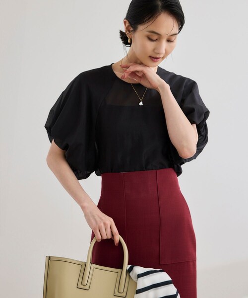 ROPE'（ロペ）の「【洗える】コットンシルクブラウス/セットアップ対応（シャツ/ブラウス・レディース・ブラック/ターコイズ・F）」の12枚目の写真