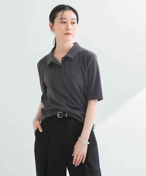 URBAN RESEARCH(アーバンリサーチ)の「パイルポロ衿カットソー(Tシャツ/カットソー・レディース・GRAY/YELLOW・FREE)」の4枚目の写真