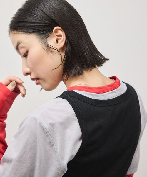 ADAM ET ROPE'(アダムエロペ)の「3レイヤードジャージートップス(Tシャツ/カットソー・レディース・ブラック系/グレー系・F)」の14枚目の写真