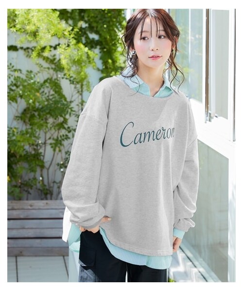 nissen（ニッセン）の「綿１００%オーバーサイズ大人のロゴプリントスウェット＜大きいサイズ有＞（スウェット・レディース・ベージュ:アメカジロゴ/アイス杢:ななめ筆記ロゴ/黒:ビンテージロゴ・S~M/L~LL/3L~4L）」の13枚目の写真