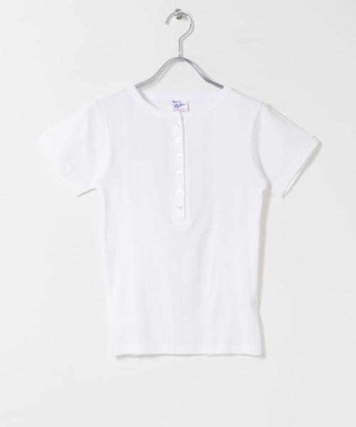 KBF(ケイビーエフ)の「Miller Panel ribbed Henley tee(Tシャツ/カットソー・レディース・WHITE/BLK-W3/CGRY・Free)」の1枚目の写真