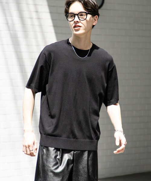 SENSE OF PLACE by URBAN RESEARCH(センスオブプレイスバイアーバンリサーチ)の「クルーネックニットショートスリーブTシャツ(ニット/セーター・メンズ・BLACK/BROWN/GREEN・M/L)」の7枚目の写真