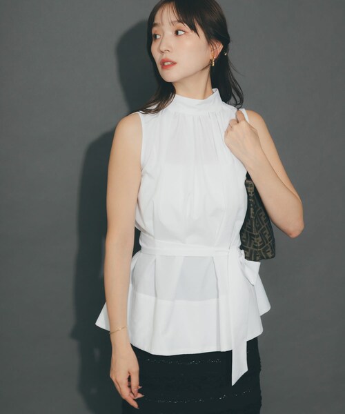 URBAN RESEARCH ROSSO（アーバンリサーチロッソ）の「ウエストマークハイネックシャツブラウス（シャツ/ブラウス・レディース・OFF WHITE/BLACK・Free）」の9枚目の写真
