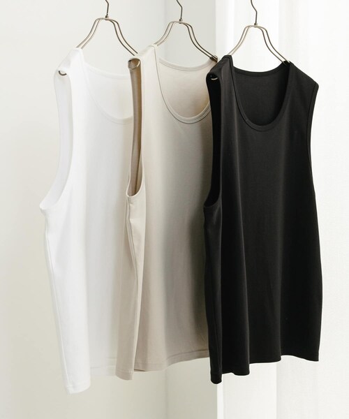 SENSE OF PLACE by URBAN RESEARCH（センスオブプレイスバイアーバンリサーチ）の「コットンスムースタンクトップ（タンクトップ・メンズ・BLACK/WHITE/BEIGE・M/L）」の11枚目の写真