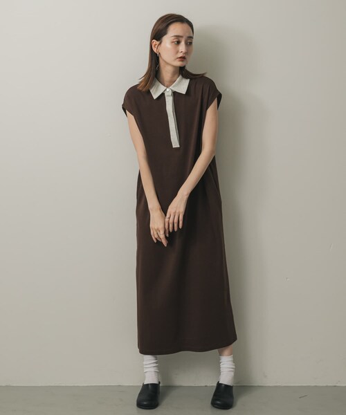 SENSE OF PLACE by URBAN RESEARCH（センスオブプレイスバイアーバンリサーチ）の「カットポロシャツワンピース（ワンピース・レディース・IVORY/CHARCOAL/BROWN・COMPACT/one）」の20枚目の写真