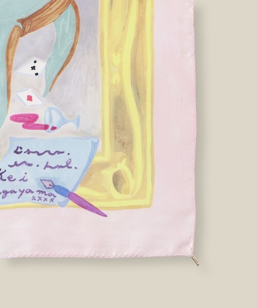 ROPE'(ロペ)の「【4 ARTIST for ROPE'】コラボ シルクスカーフ/Lサイズ(バンダナ/スカーフ・レディース・ダークグリーン/サックス/レッド/ピンク・F)」の9枚目の写真