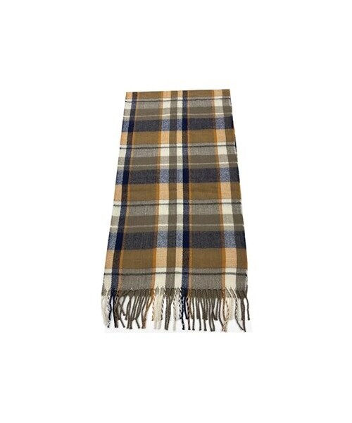 nissen（ニッセン）の「PAGE ONE（ページワン）チェックマフラー（マフラー・メンズ・ダークグレー×サックス/ベージュ系/黒系/チェックG(パープル系)/チェックAD(赤系)・Y）」の3枚目の写真