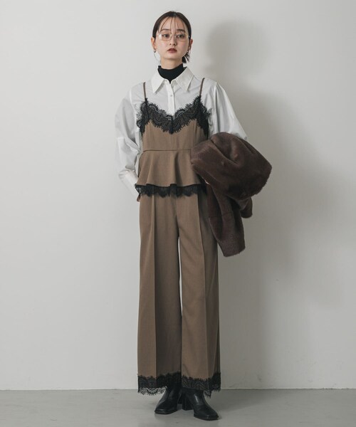 SENSE OF PLACE by URBAN RESEARCH（センスオブプレイスバイアーバンリサーチ）の「レースキャミオールインワン（つなぎ/オールインワン・レディース・CHARCOAL/CAMEL・S/M）」の13枚目の写真