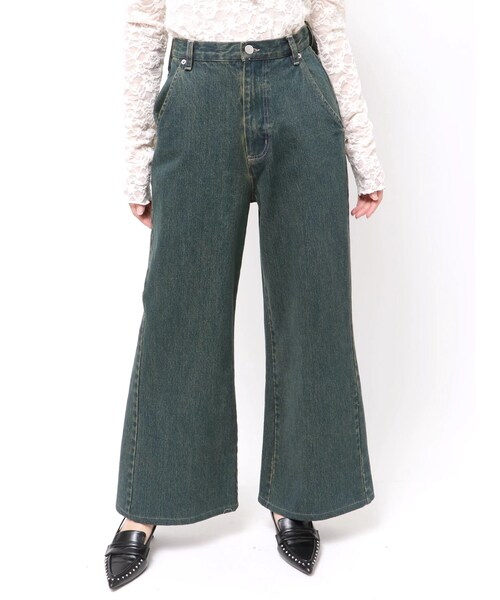 CALNAMUR（カルナムール）の「オーバーダイバックリボンデニムパンツ（デニムパンツ・レディース・ブラック/ブルー・XS/S/M）」の22枚目の写真